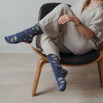 Alpaca Thick Print Socks - Blue Rose-Socks-Balderson Village Cheese Store