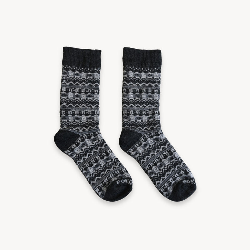 Alpaca Thick Print Socks - Grey Mosaic-Socks-Balderson Village Cheese Store