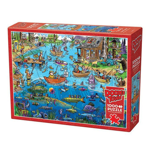 DoodleTown: Gone Fishing Puzzle-Jigsaw Puzzles-Balderson Village Cheese Store